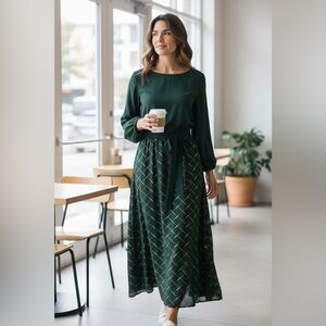 Long sleeve olive green and gold dress 4XL NWT